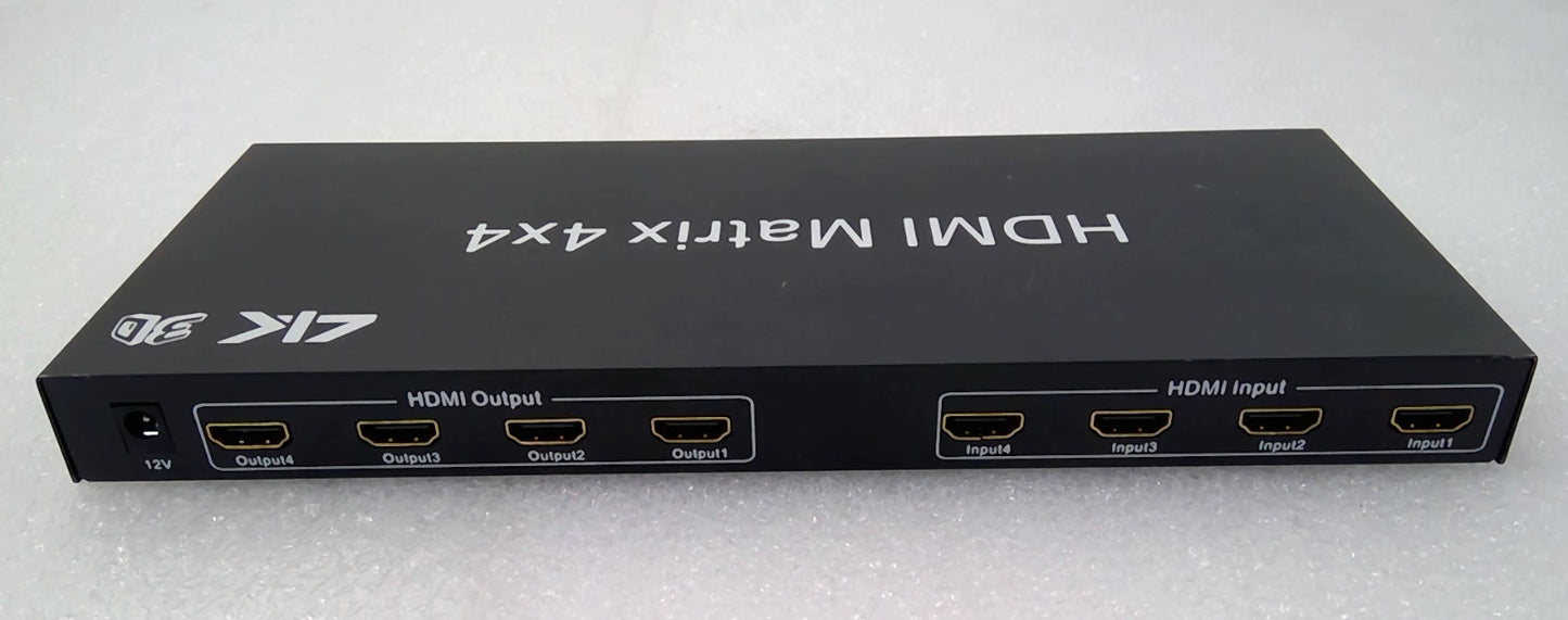 4X4 HDMI Matrix Switcher Splitter 4K 3D 4 In 4 Out With Power Adapter