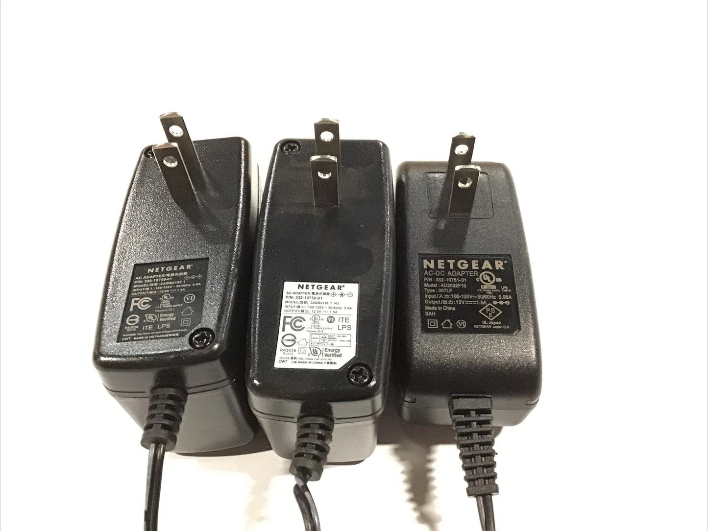 Lot of 10 - NETGEAR 12V 1.5A AC ADAPTER 2ABB018F 332-10927-01 Power Supply 5.5mm