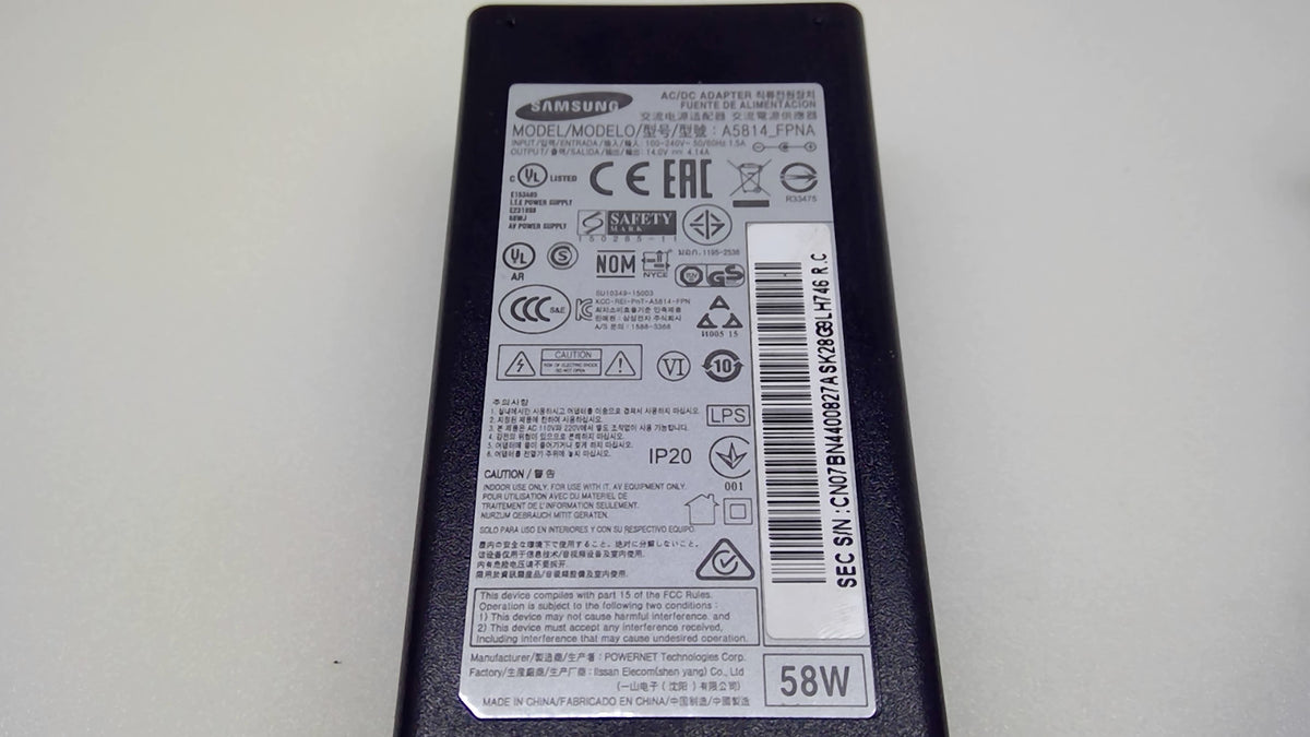 Genuine Samsung A5814_FPNA 58W AC Adapter 14V 4.14A Monitor Power Supply