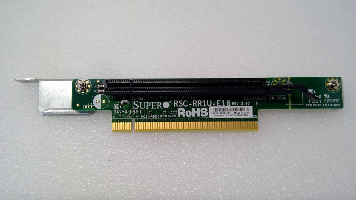 Supermicro RSC-RR1U-E16 1U PCIe x16 Right-Angle Riser Card + Metal Bracket
