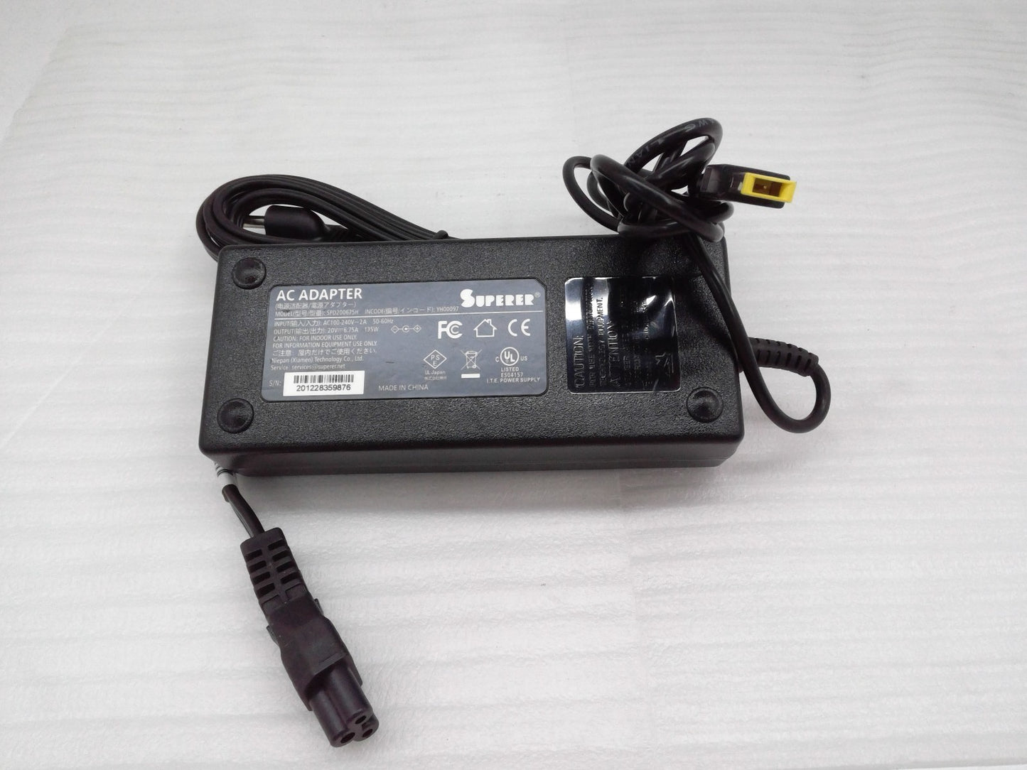 Superer- AC Adapter  Model SPD200675H  20V 6.75A  135W