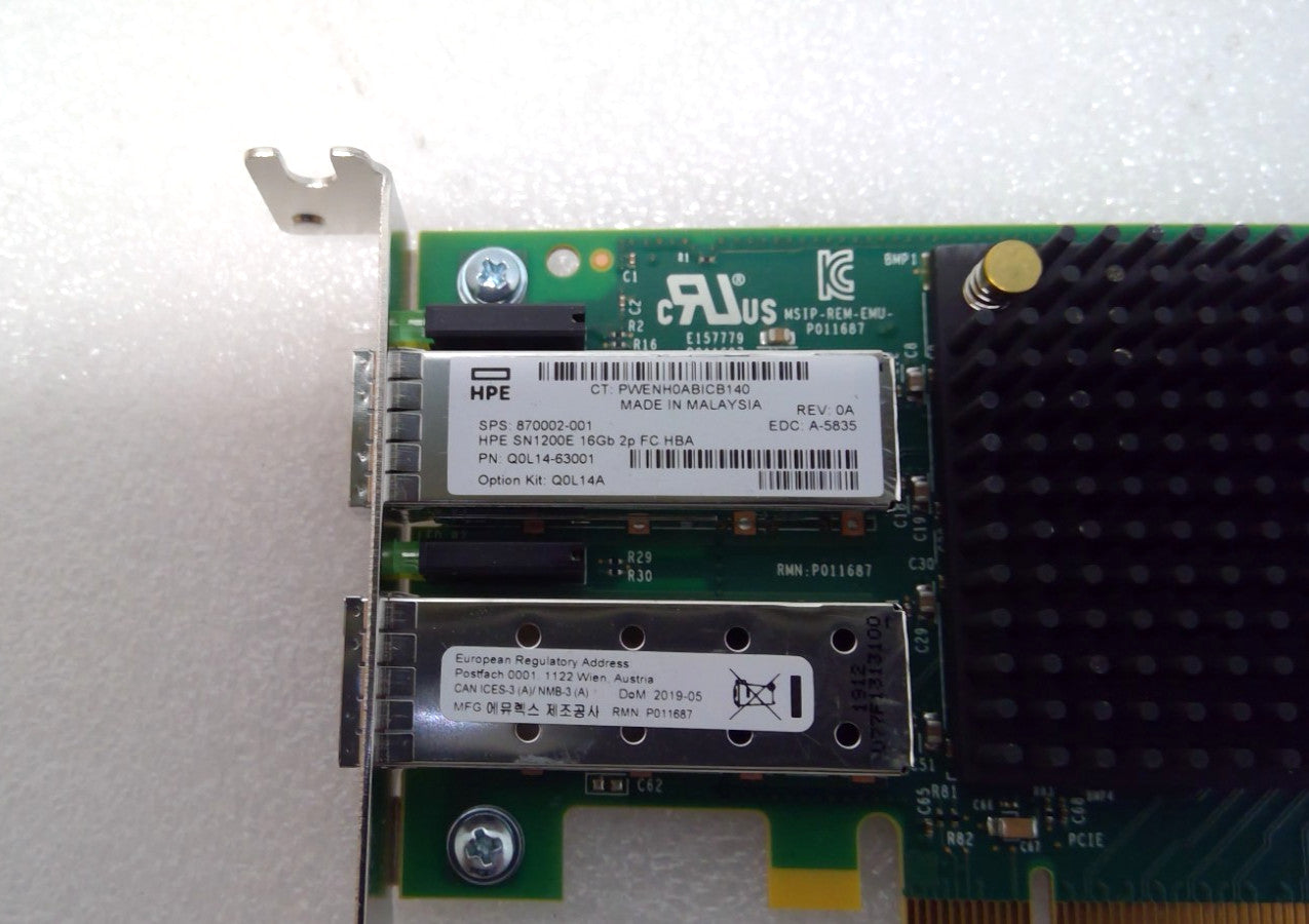 HPE Q0L14-63001 StoreFabric SN1200E 16Gb 2p HBA Fibre Channel 870002-001 W/2 SFP