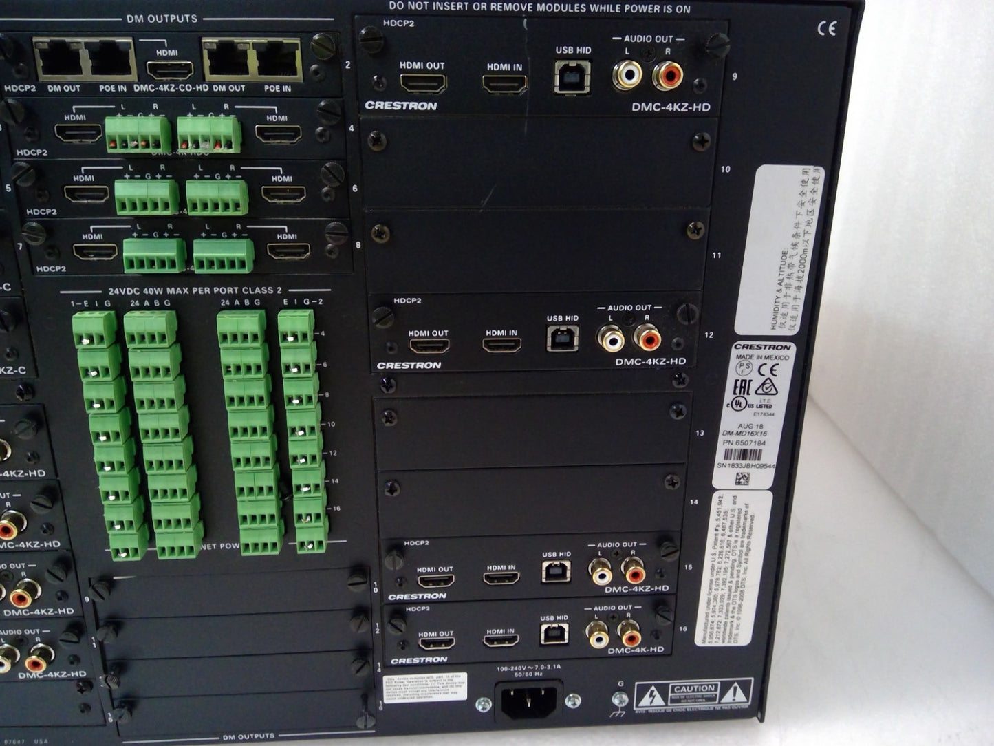 CRESTRON DM-MD16X16 DigitalMedia 16x16 HDMI Matrix Switcher