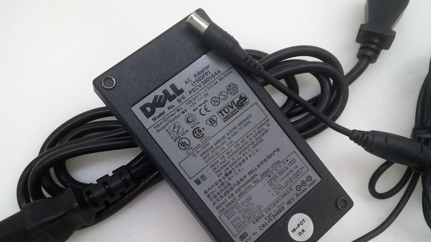 Genuine Dell AC Adapter 12V 3A 36W  PSCV360104A for 1503FP Monitor  W/ Cord