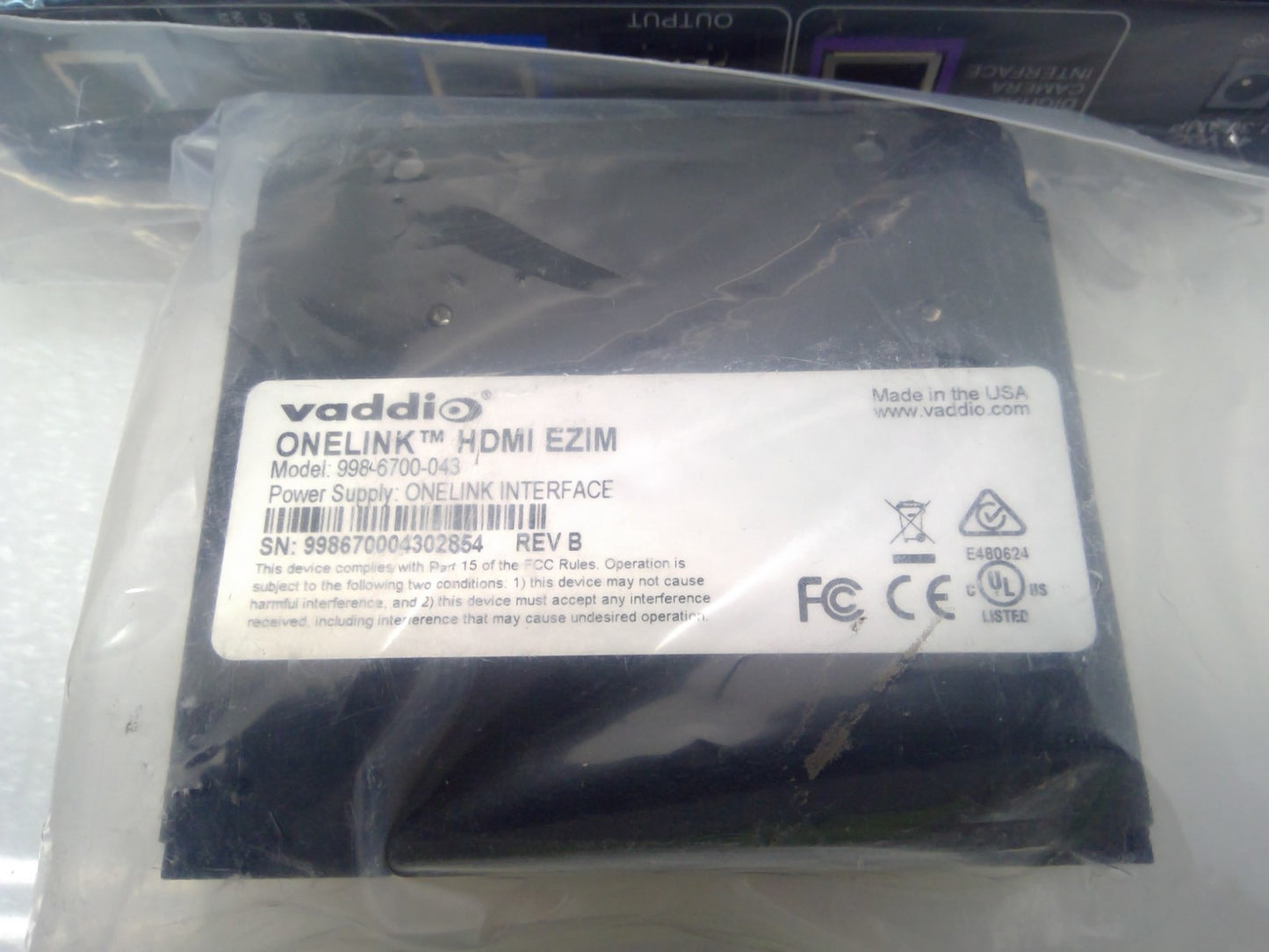 Vaddio OneLink HDMI Interface & EZIM 998-1105-043 & 998-6700-043 W/AC