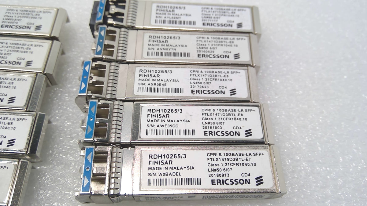 X10 Ericsson RDH10265/3 Finisar FTLX1471D3BTL 10G SFP+ LR 1310nm Transceiver