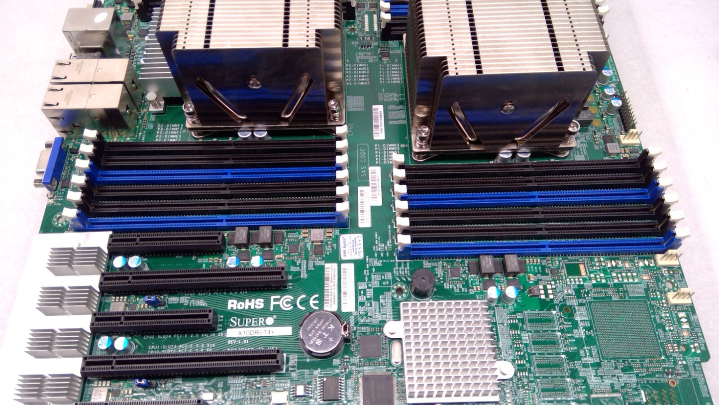 Supermicro X10DRI-T4+ INTEL Motherboard + Heatsink 2CPU E5-2650V4@2.2GHz x 2