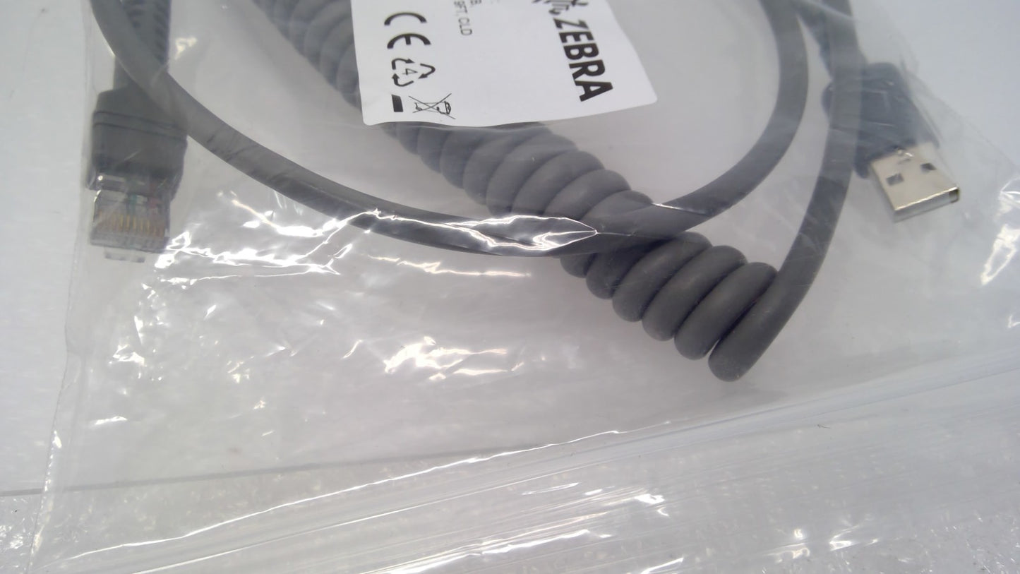 NEW ZEBRA CBA-U32-C09ZAR  2.8m 9' Coiled USB Cable for Barcode Scanners