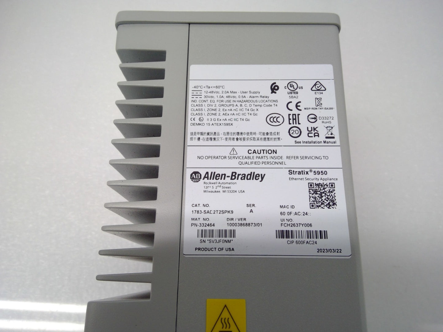 Allen-Bradley 1783-SAD2T2SPK9 A Stratix 5950 Security Appliance Premium VPN