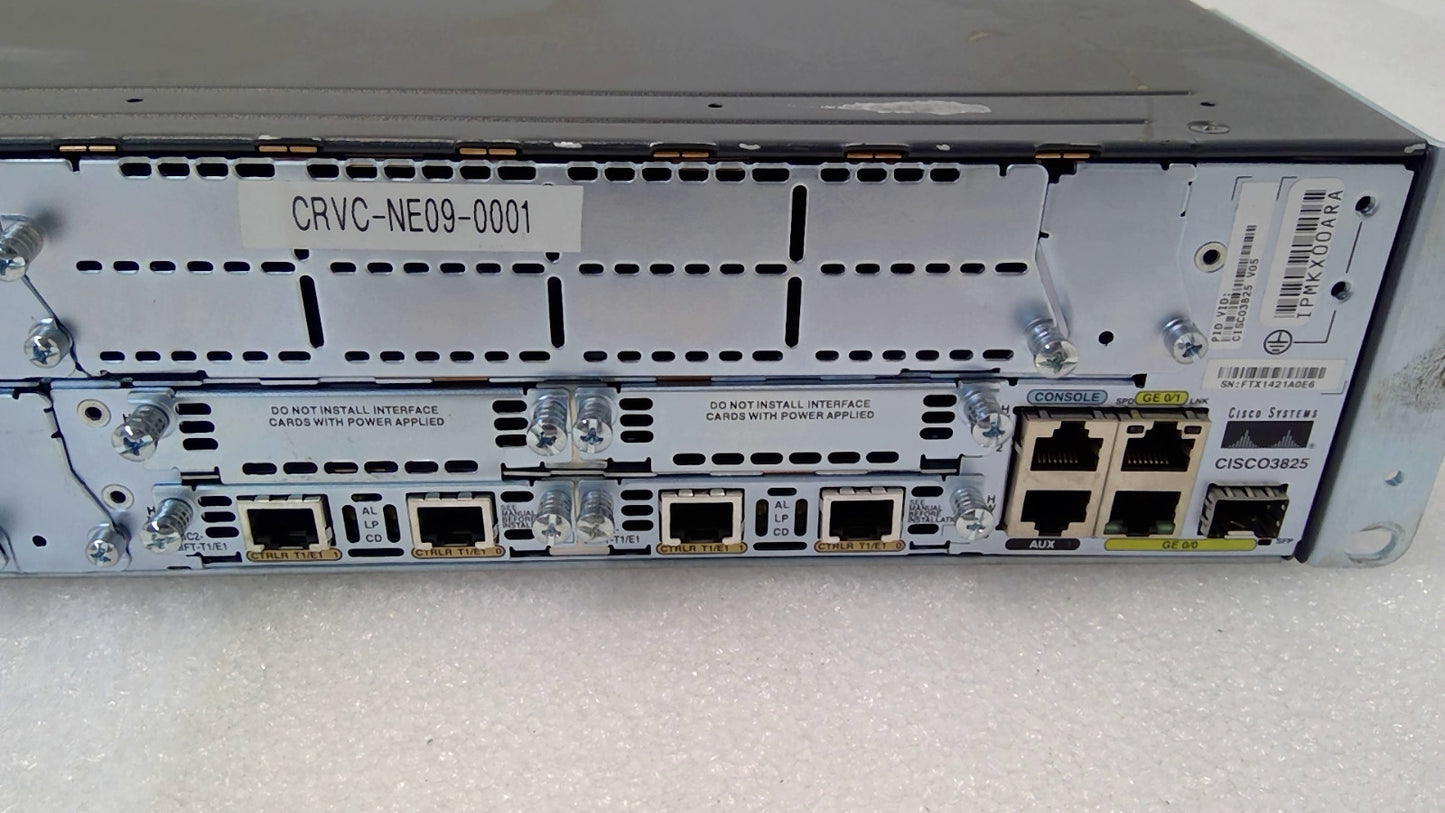 Cisco 3825 V05 Integrated Services Router ISR Tested Working w/ Ears POWER CORD