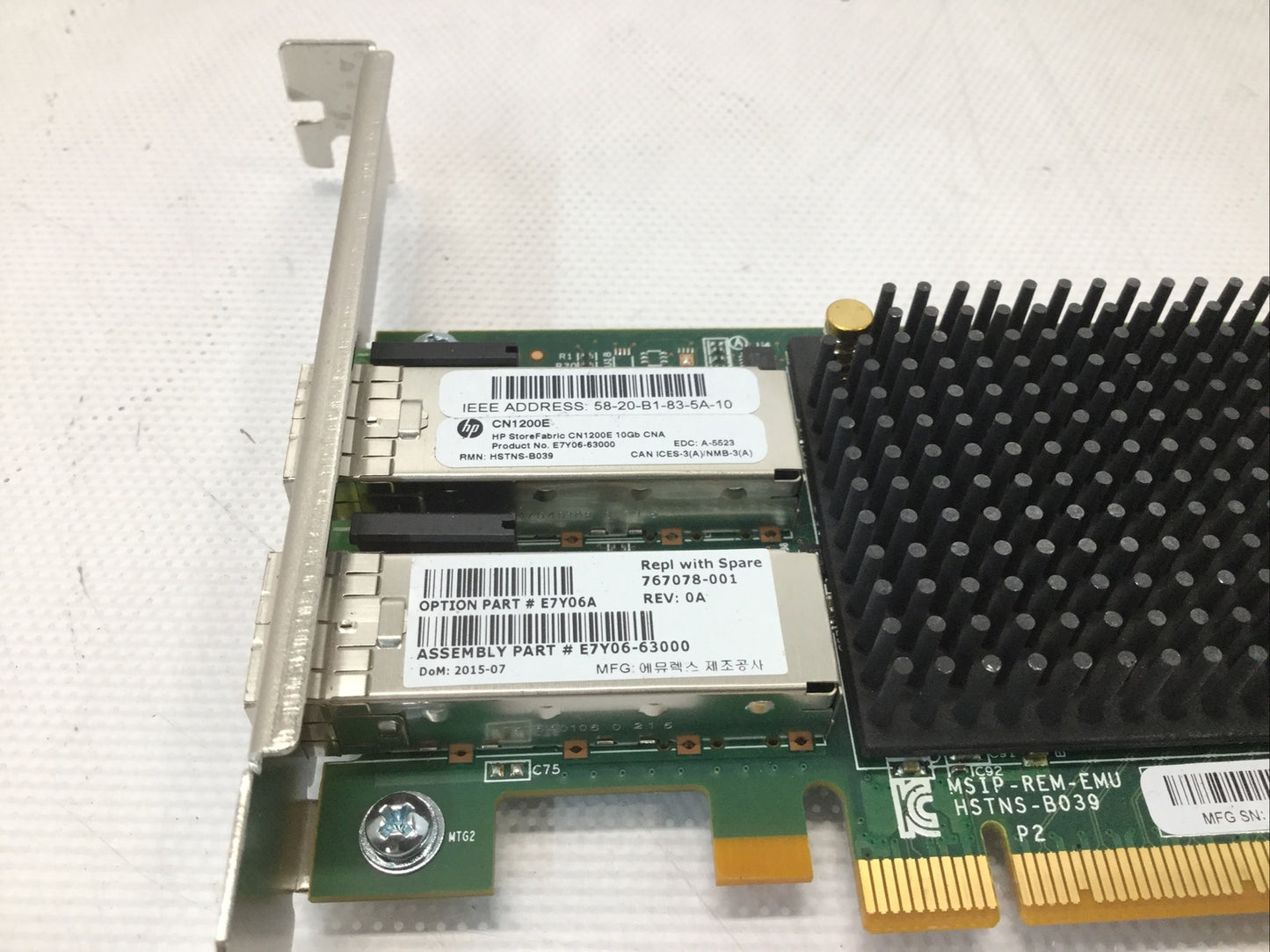 LOT OF 5 HP StoreFabric CN1200E Dual Port 10Gb SFP+ CARD 767078-001