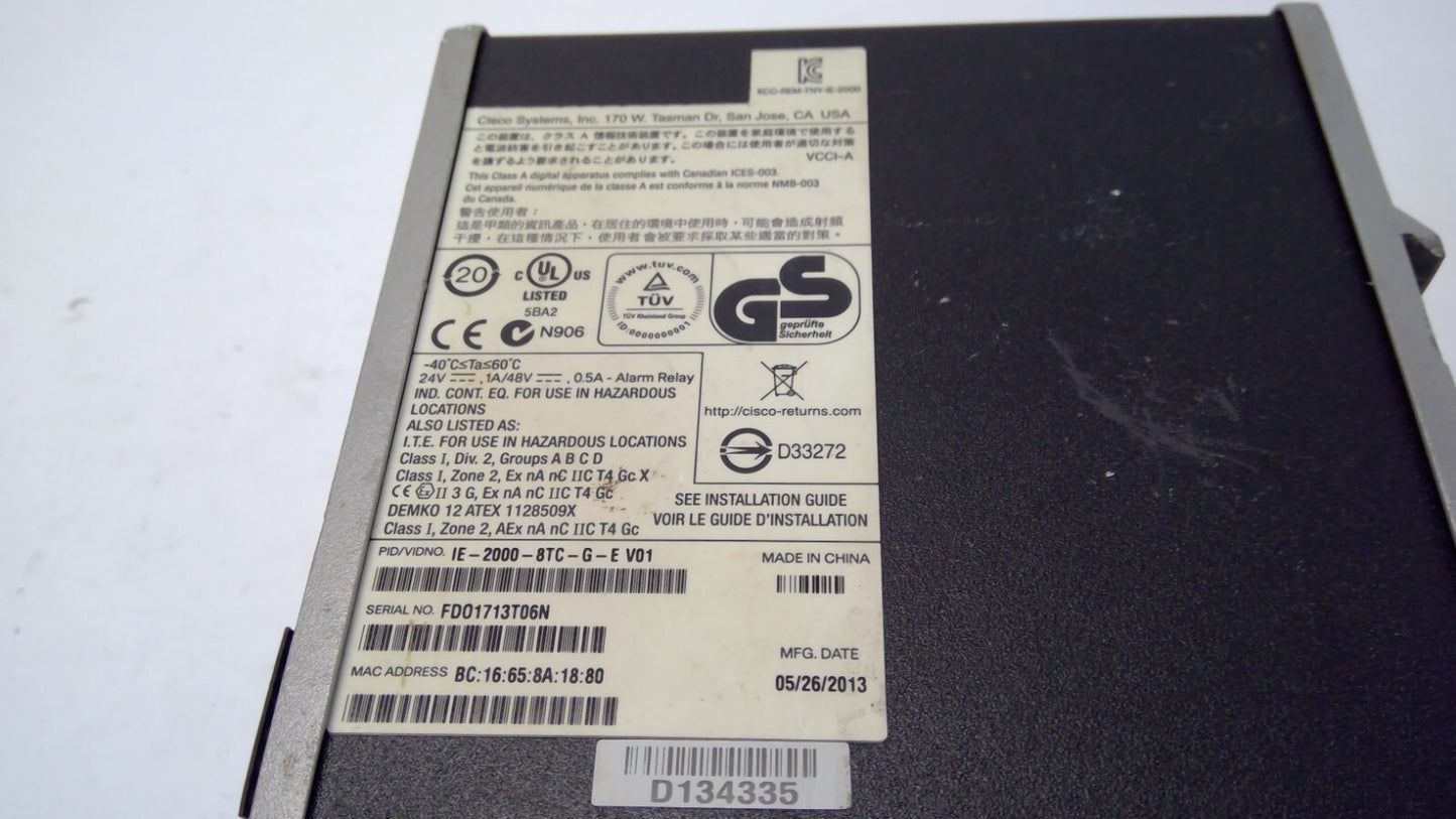 Cisco IE-2000-8TC-G-E Industrial Ethernet Switch 8x FE 2x GE Combo LAN Base DIN
