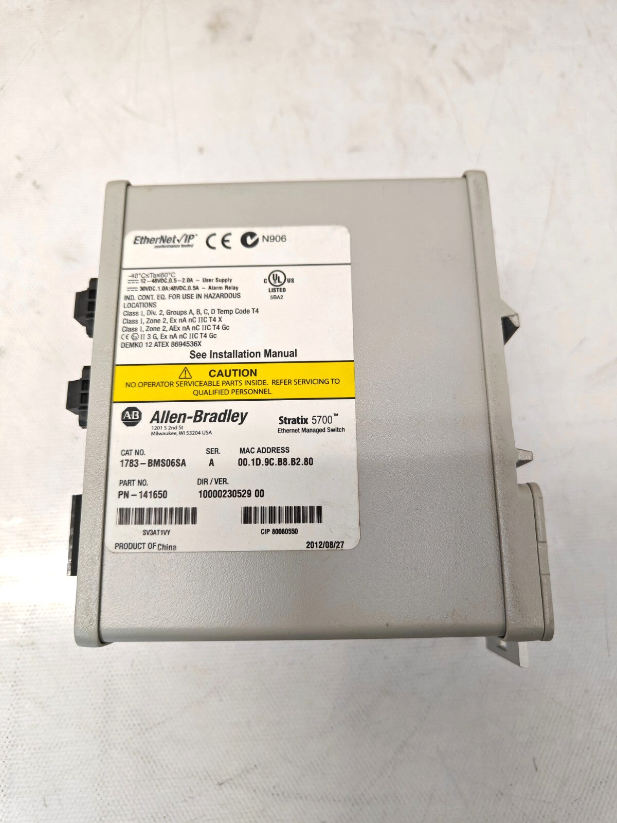 Allen-Bradley Stratix 5700 6-Port Ethernet Managed Switch 1783-BMS06SA Series