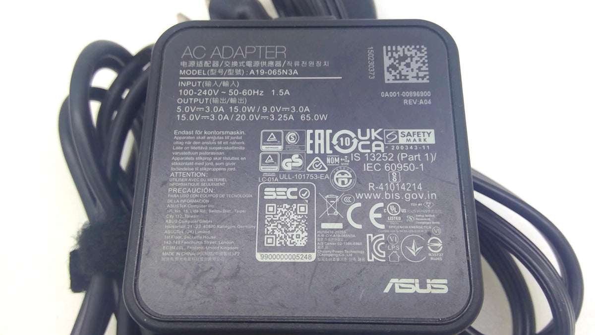Genuine ASUS A19-065N3A 65W USB-C Type-C AC Power Adapter Laptop Charger