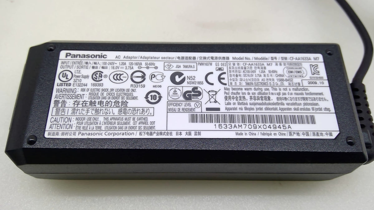 OEM Panasonic Toughbook CF-AA1633A AC Adapter Charger 16V 3.75A 60W Genuine