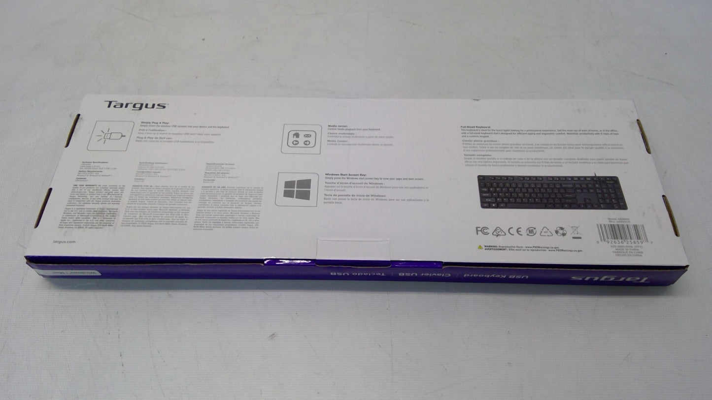 (NEW) LOT OF3  Targus MODEL:AKB600 USB Wired Keyboard SKU:AKB30US