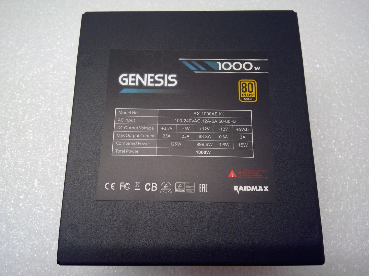 Open box Raidmax RX-1000AE 1000W 80 Plus Gold semi-modular ATX Power Supply