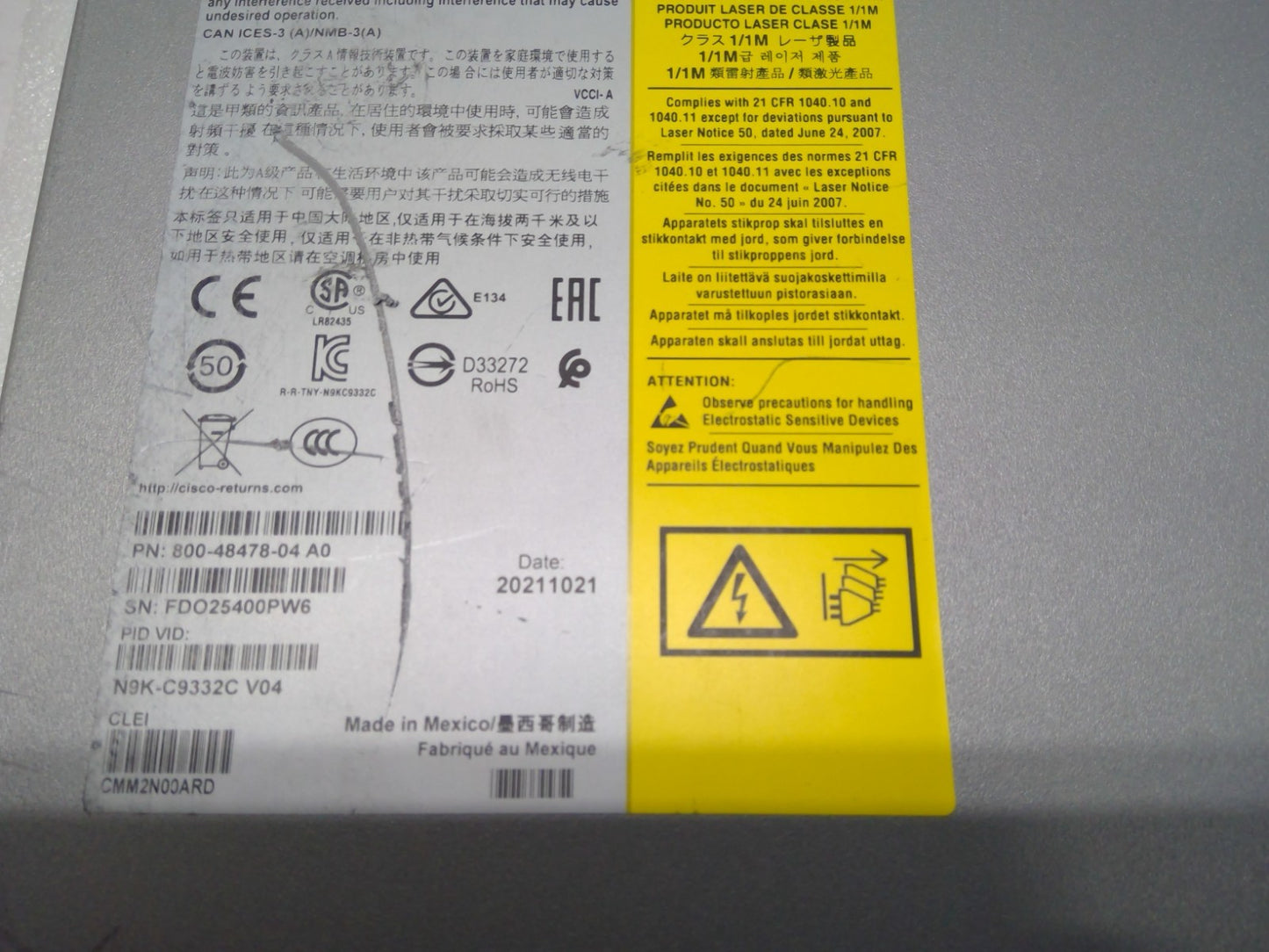 CISCO NEXUS N9K-C9332C NETWORK SWITCH 32-Port 10/100G