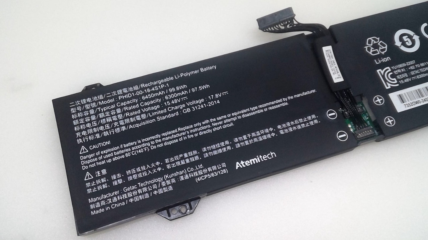 Genuine PHID1-00-18-4S1P-1 Battery 97Wh For Schenker Vision 14 2022 RTX 3050 Ti