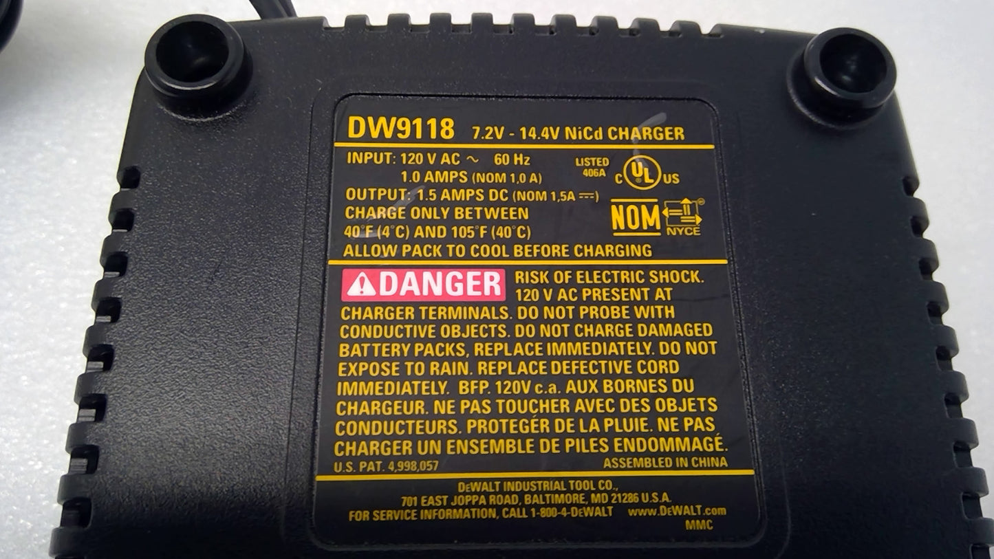 Genuine DeWalt DW9118 7.2-14.4 Volt NiCd Battery Charger Only
