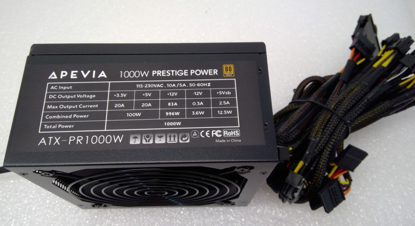 OPEN BOX APEVIA 1000W ATX-PR1000W Prestige Series 80+ GOLD Power Supply