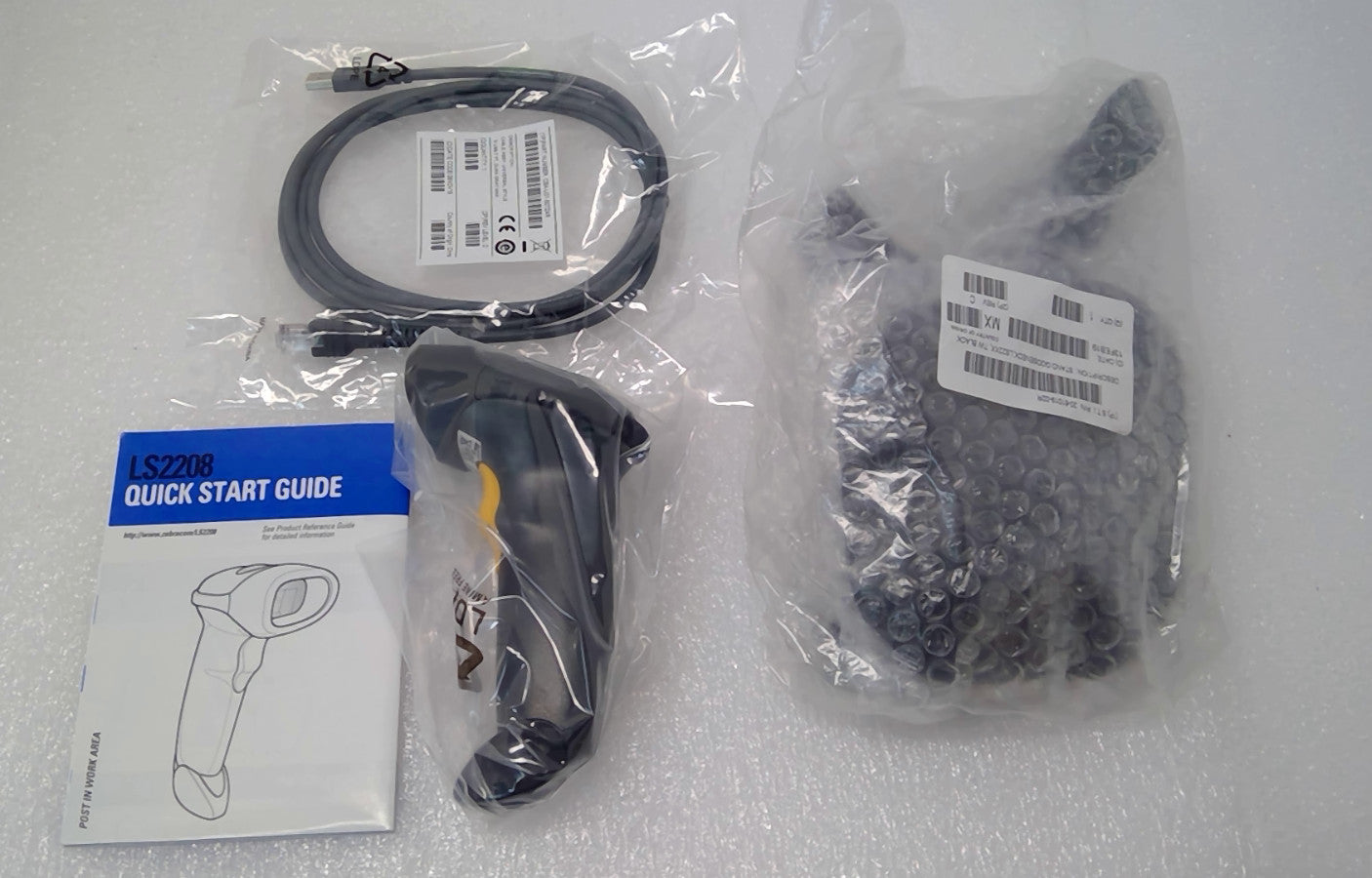 New Symbol Motorola LS2208-SR20007 1D Laser Barcode POS Scanner +USB+BASE BLACK
