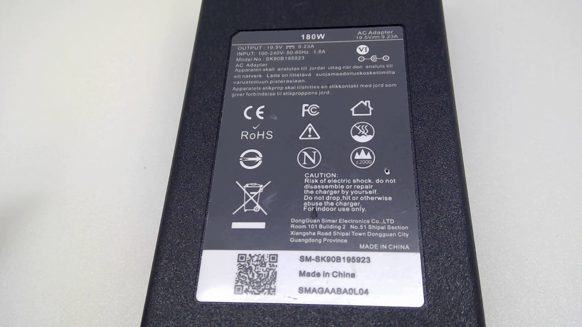 FOR DELL Alienware 180W AC Adapter 19.5V 9.23A 7.4mm Center Pin SK90B195923