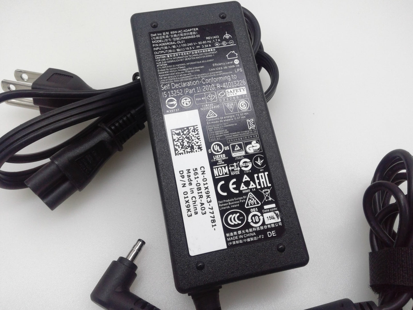 Genuine Dell Laptop Charger AC Adapter 19.5V 3.34A 65W 4.0mm Tip 01XPK3 1X9K3