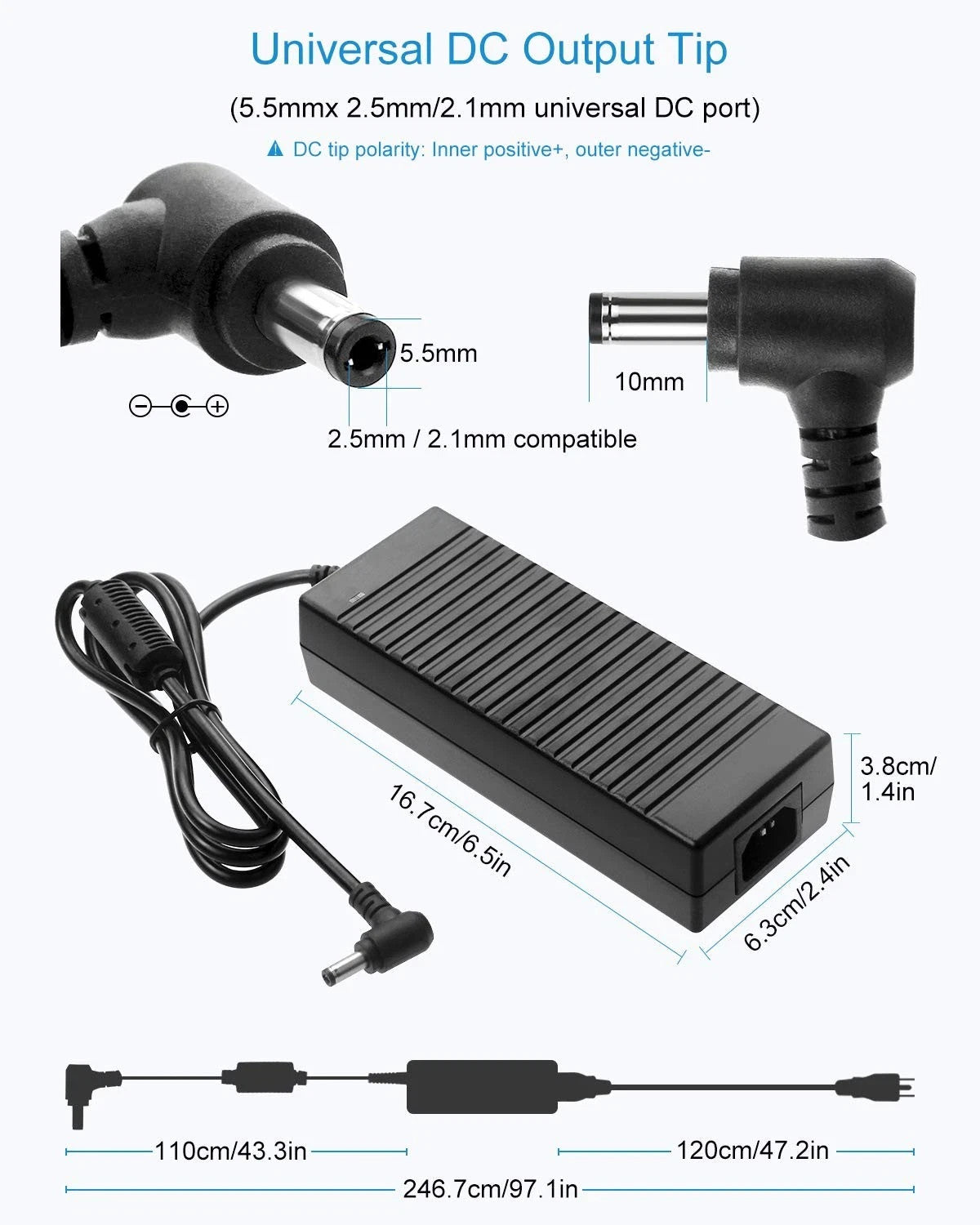 ALITOVE 12V Power Supply 10A 120W AC Adapter 100240V 5060HZ ALT-1210 5.5 X 2.1mm