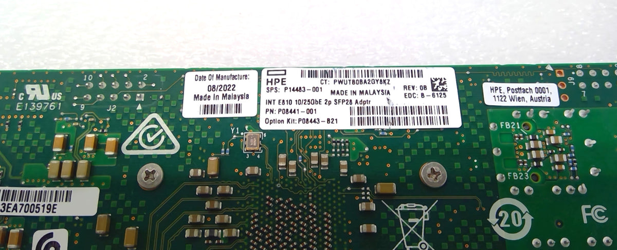 HPE INT E810-XXVDA2 2-Port 10/25Gb SFP28 PCIe 4.0 x8 Network Adapter P14483-001