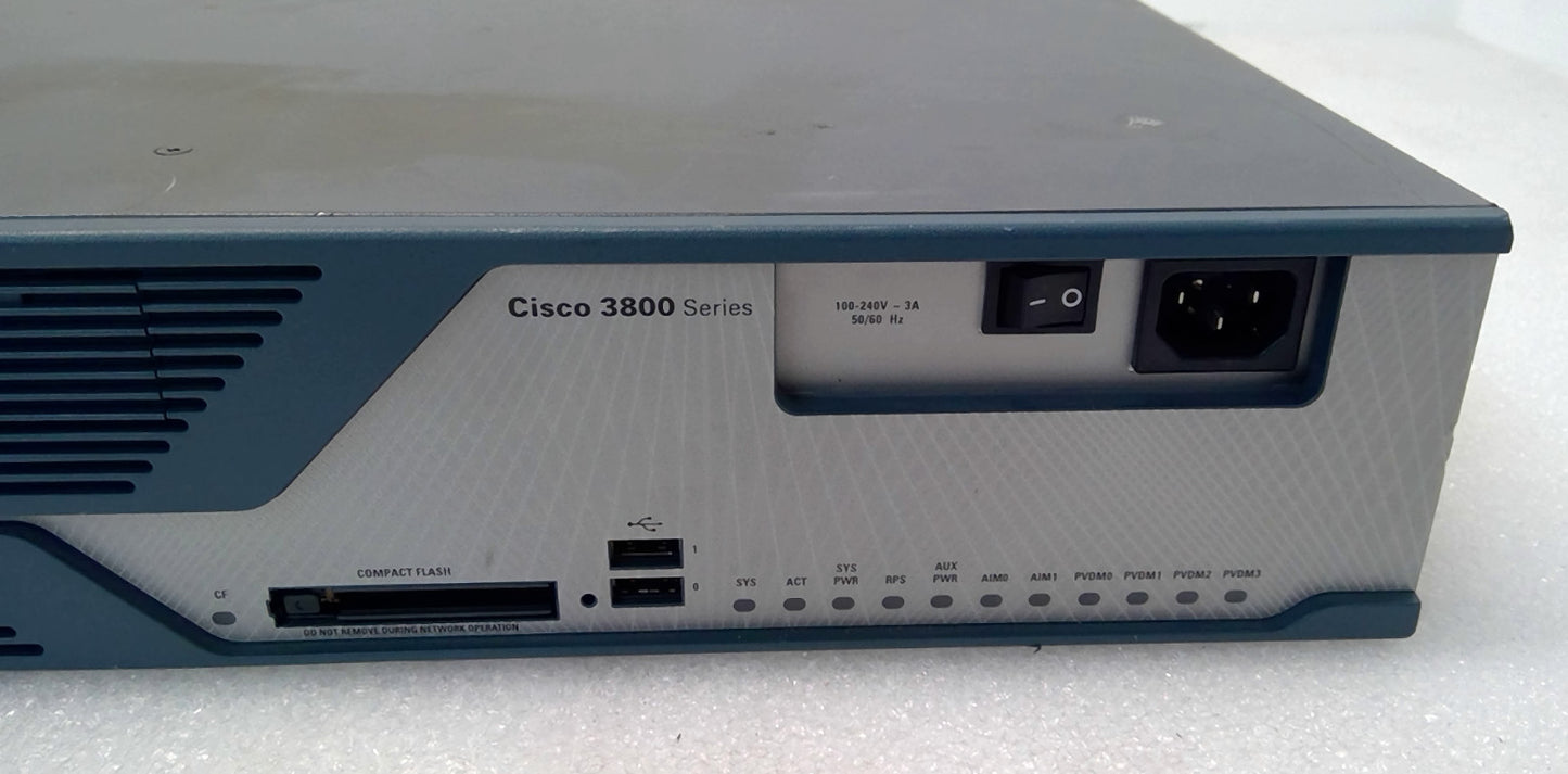 Cisco 3825 V05 Integrated Services Router ISR Tested Working w/ Ears POWER CORD