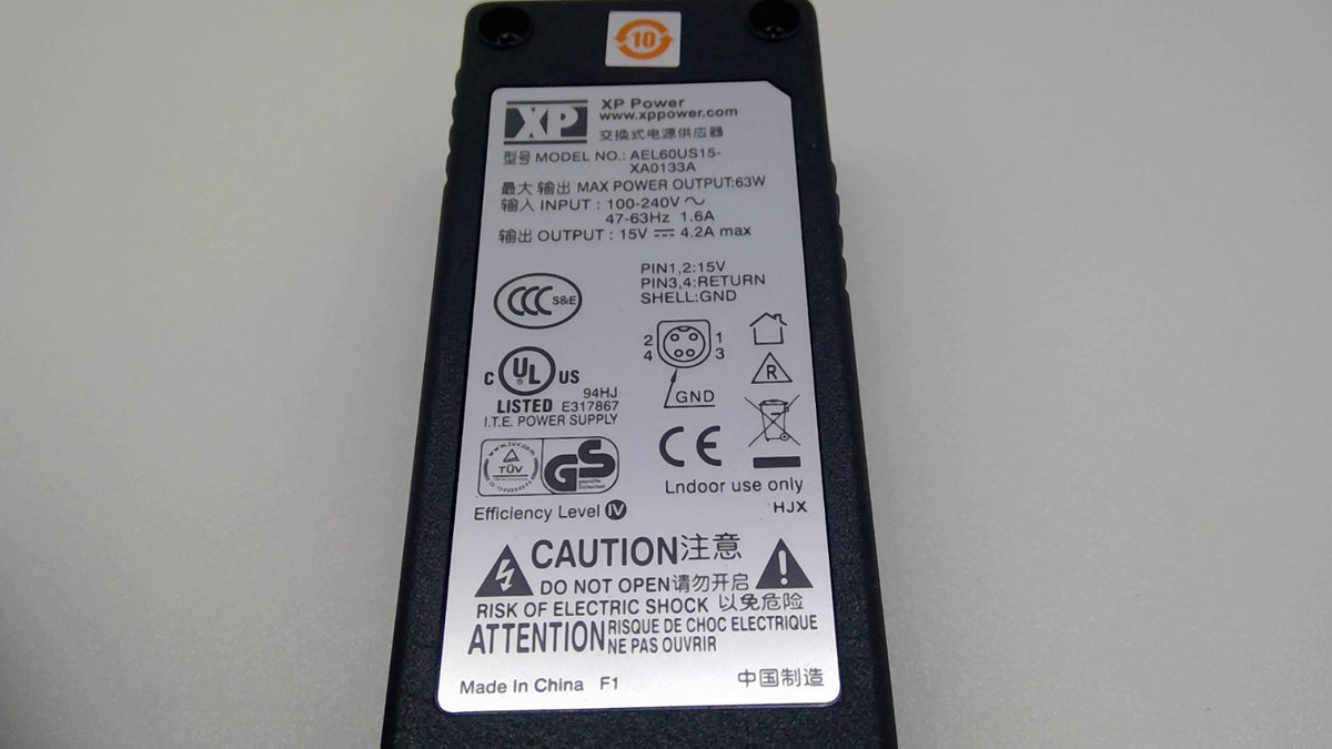 XP Power AEL60US15-XA0133A 63W 15V 4.2A 4-Pin Adapter for MICROS KW270 POS