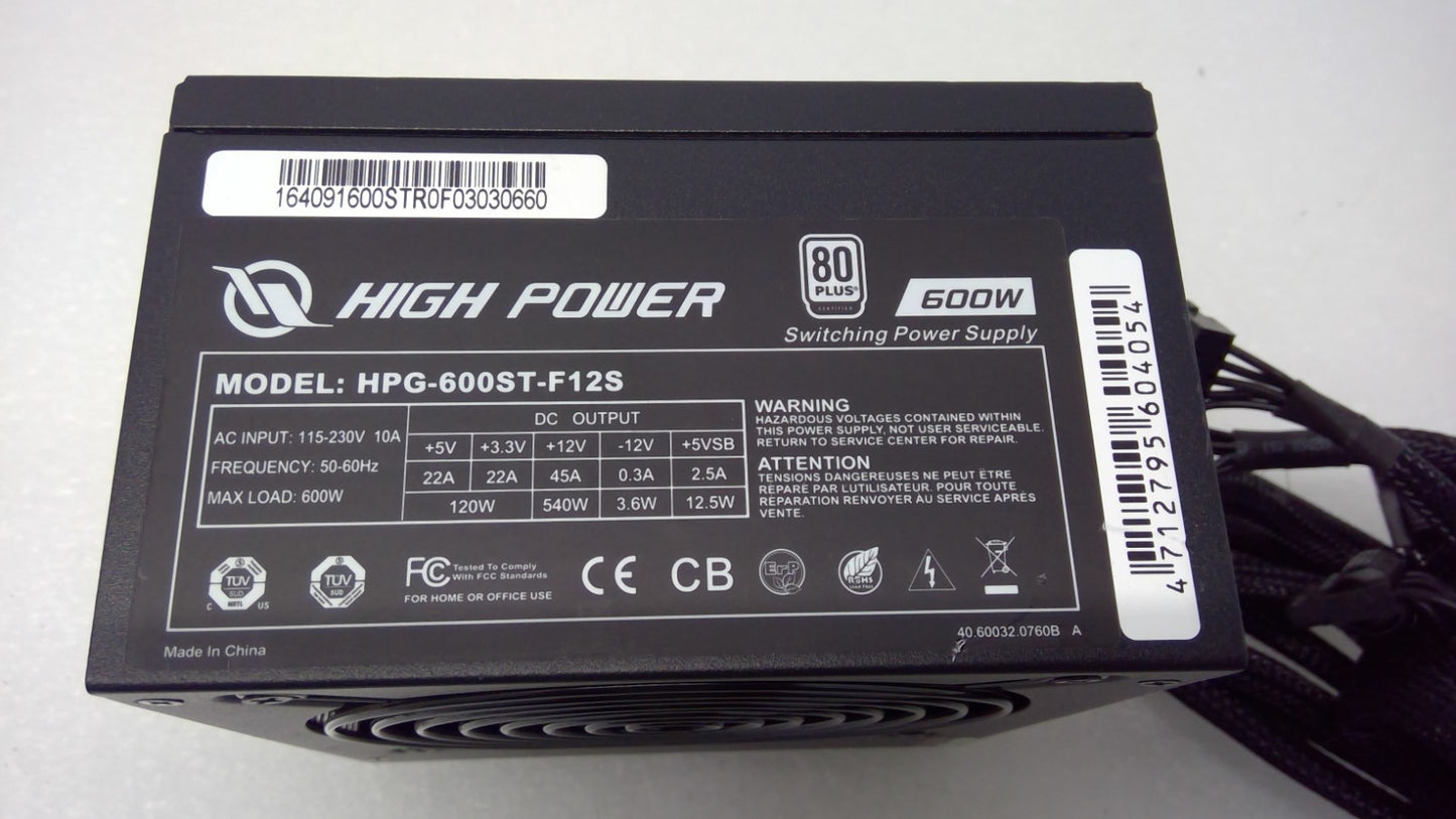 High Power HPG-600ST-F12S HPG-600ST-F12S 80 Plus 600W Switching Power Supply