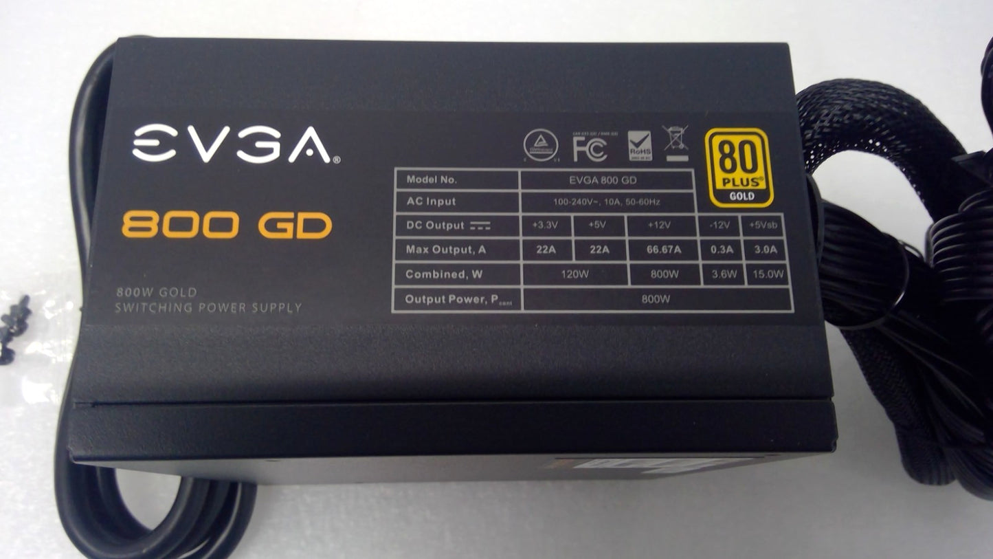 NEW EVGA 800 GD 800W 80 Plus Gold Power Switching Power SupplyPSU 100-GD-0800-BC