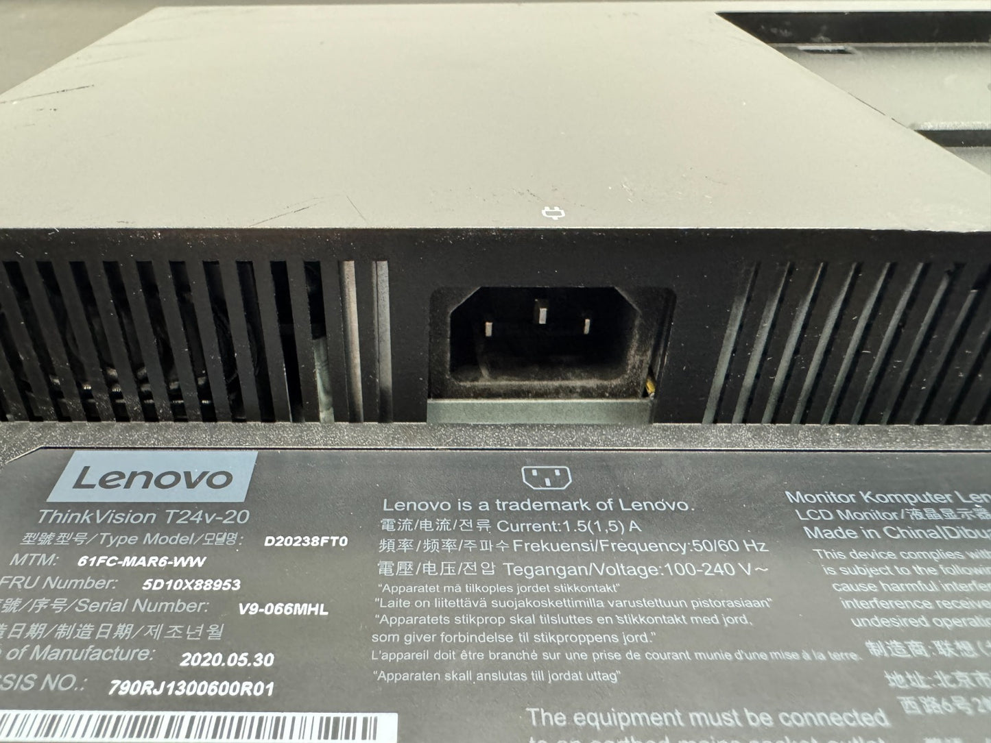Lenovo T24V-20  24" Monitor, HDMI Displayport , No Stand-Tested *READ*