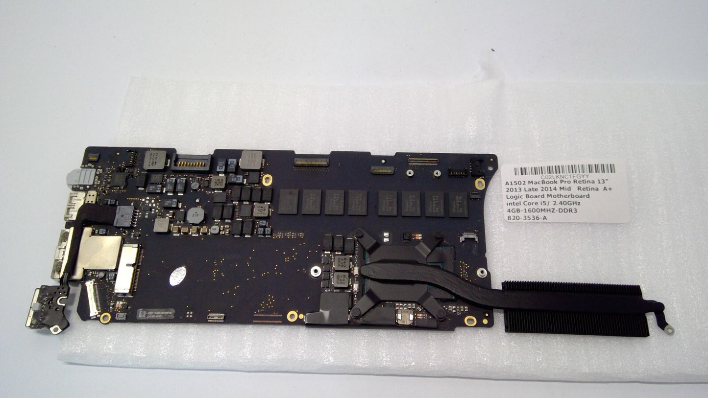 APPLE MACBOOK PRO RETINA 13" A1502 2013 i5 2.4GHz 4GB RAMLOGIC BOARD 820-3536-A