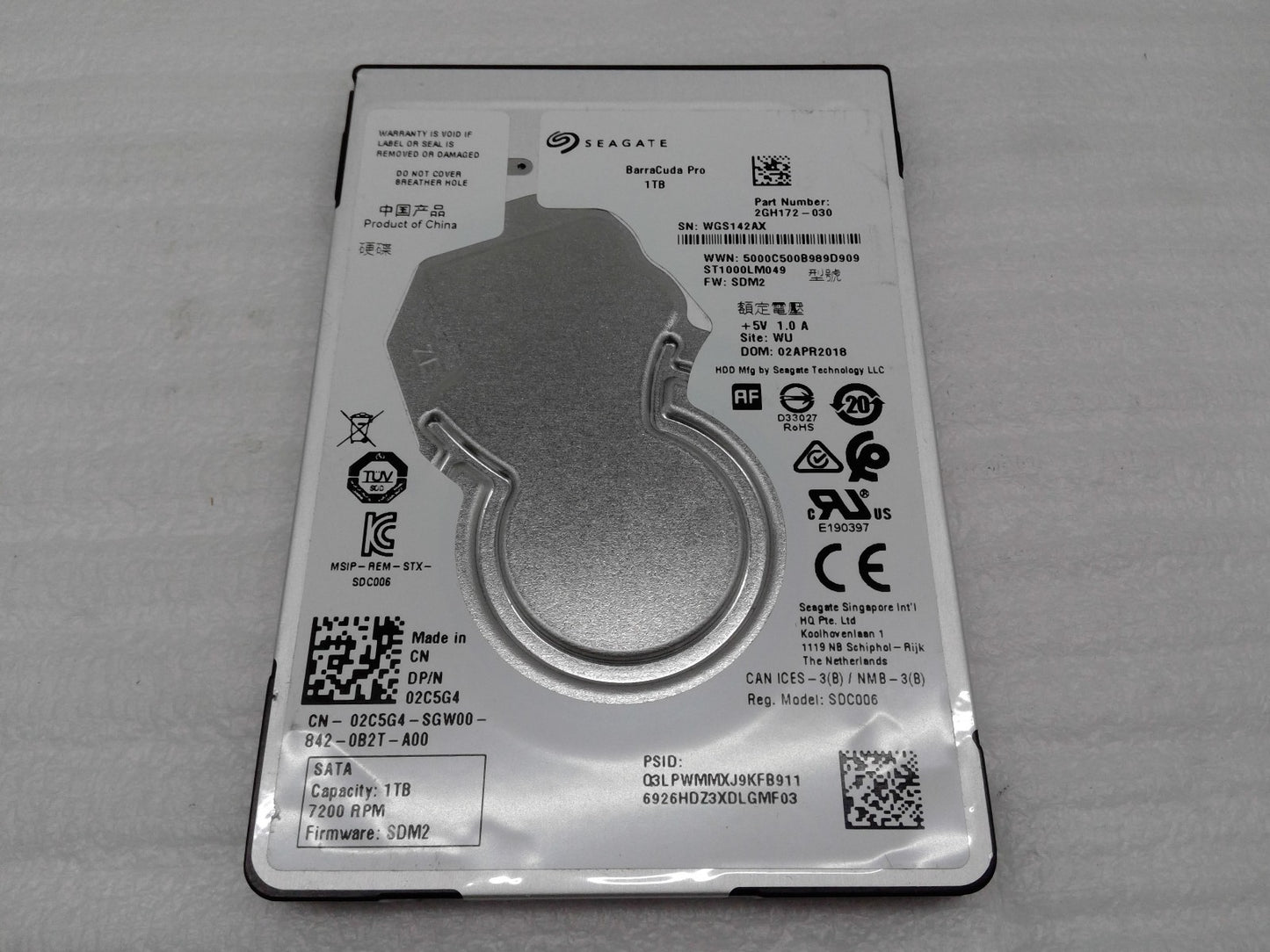 Seagate Barracuda Pro 1 TB 7200RPM 2.5" Serial ST1000LM049 2GH172-030 02C5G4