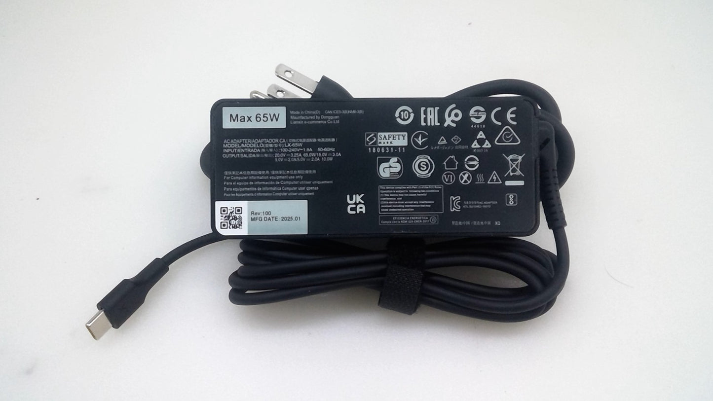 65W USB C/Type C Laptop Charger for Lenovo USB C 20V 3.25A LX-65W Charger