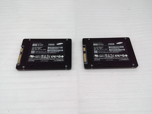 Lot of 2 Samsung 250GB SSD 850 EVO 2.5" Solid State Drive MZ7LN250HMJP MZ-75E250