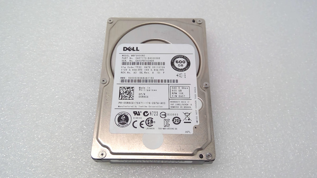 Dell 05R6CX 600GB 10K SAS 6G 2.5" SFF HDD Server Hard Drive MBF2600RC TESTE