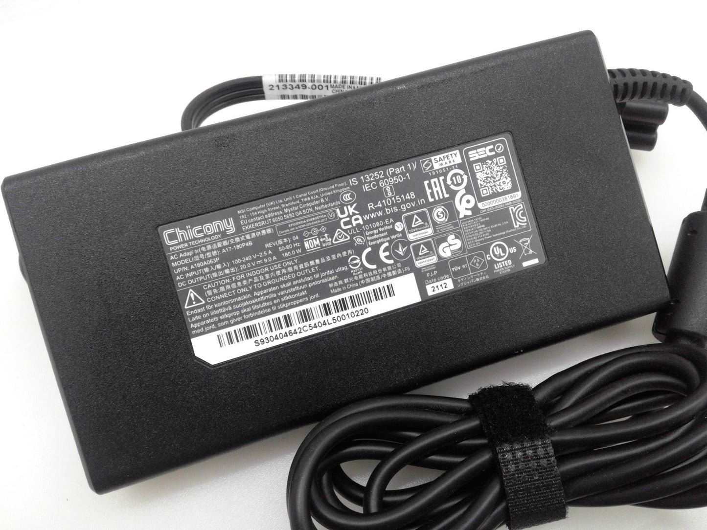 OEM Chicony A17-180P4B FOR MSI GF75 Thin 10UEK-048US Charger Adapter 20V 4.5*3.0