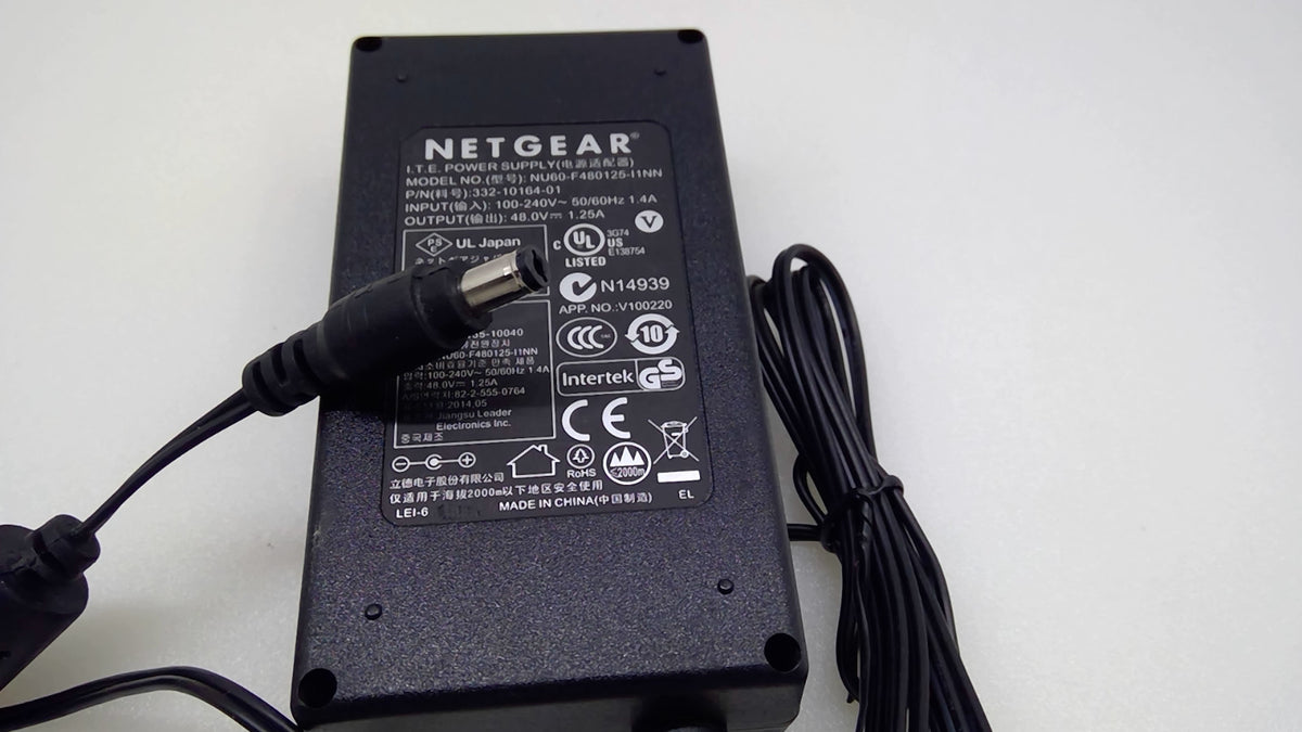 Genuine NETGEAR NU60-F480125-I1NN 60W 48V 1.25A AC Adapter for GS110TP