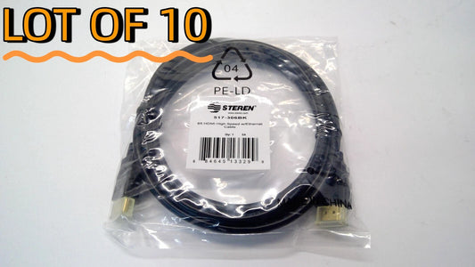 *LOT OF 10* Steren 517-306BK Black 6FT HDMI High Speed w/ Ethernet Cable