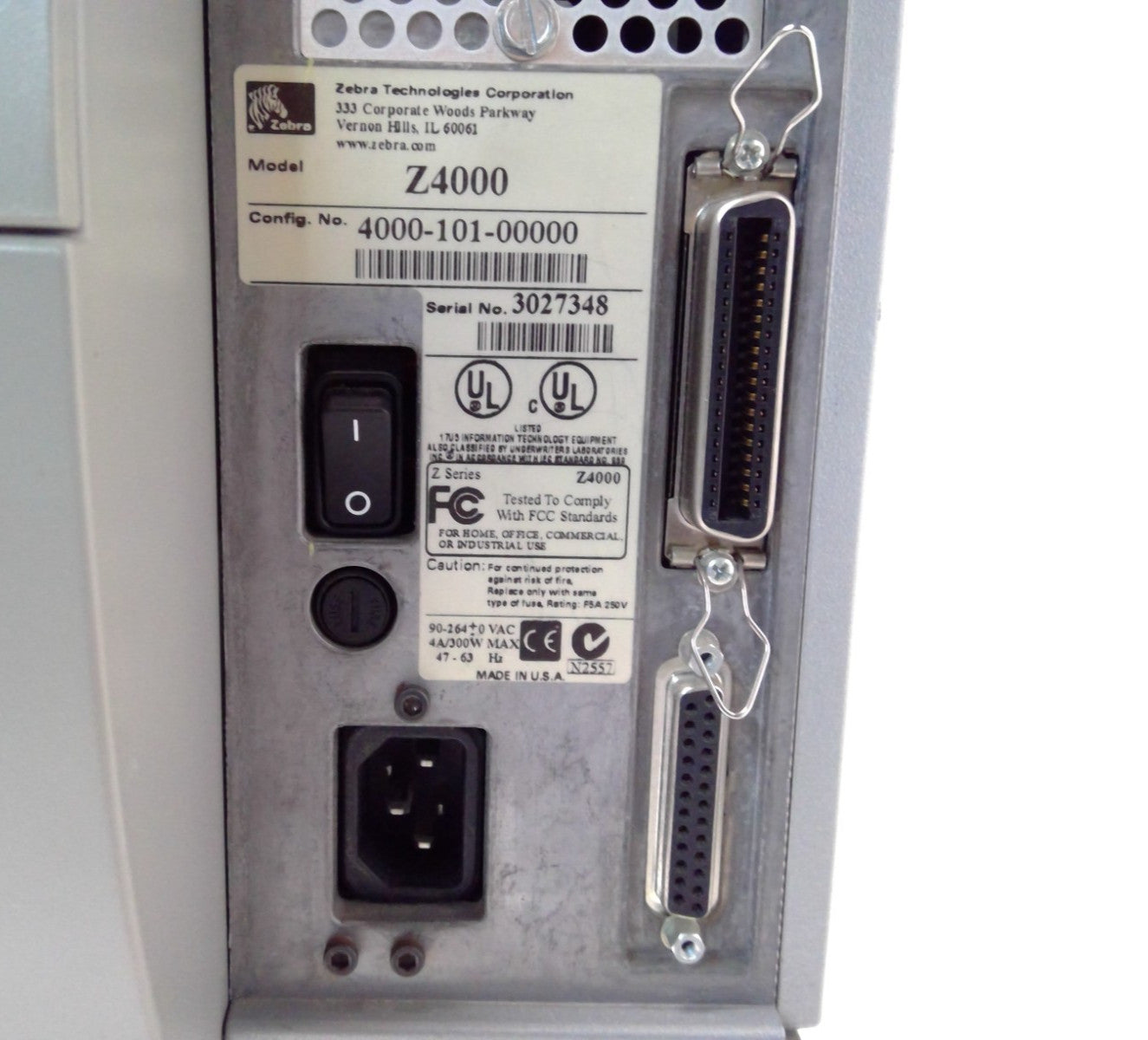 ZEBRA Z4000 Thermal Transfer Barcode Label Printer Serial Parallel 4000-101-0000