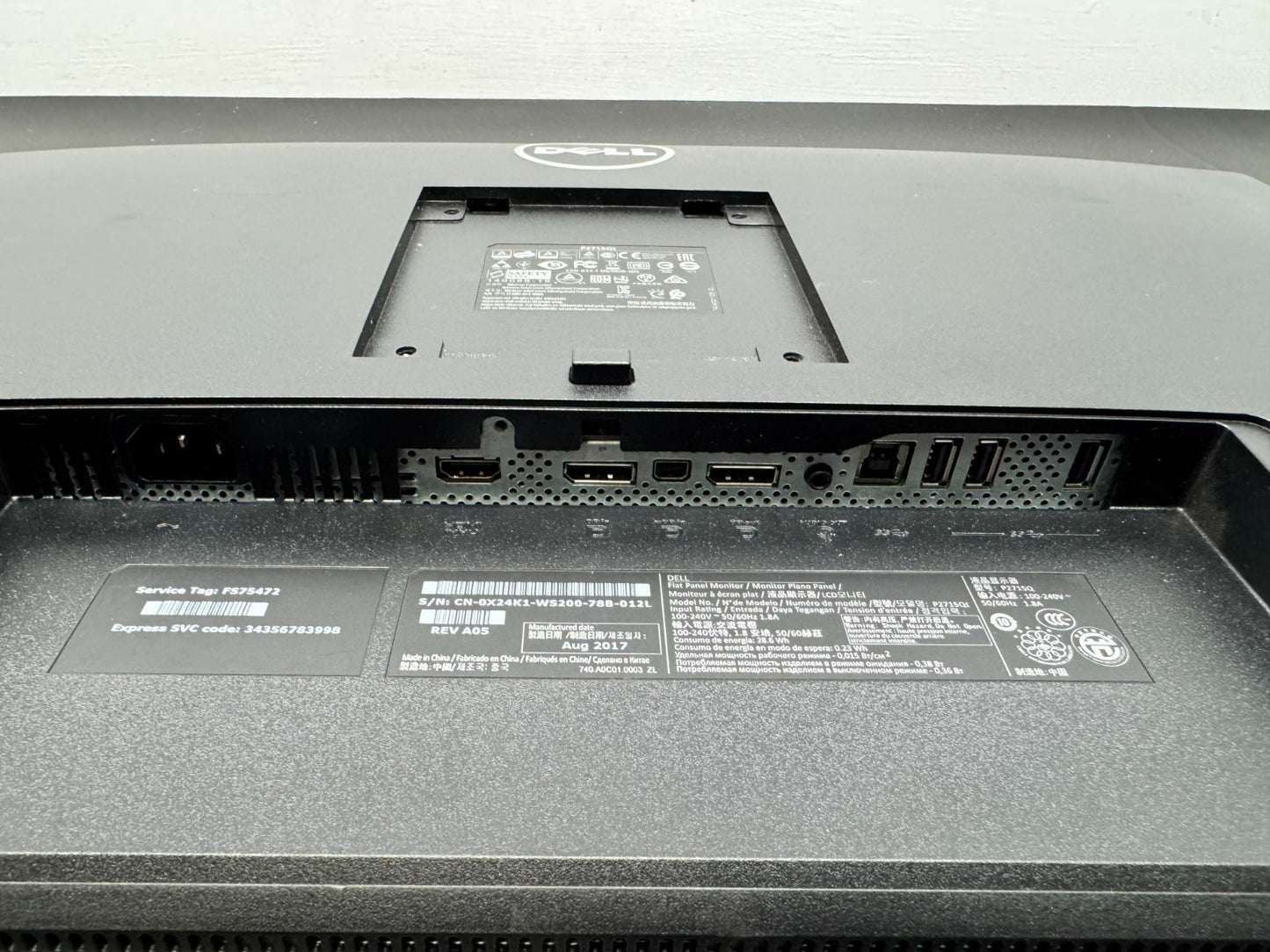Dell P2715Q 27" UHD Monitor, HDMI Mini Display Port DisplayPort,No Stand **READ*