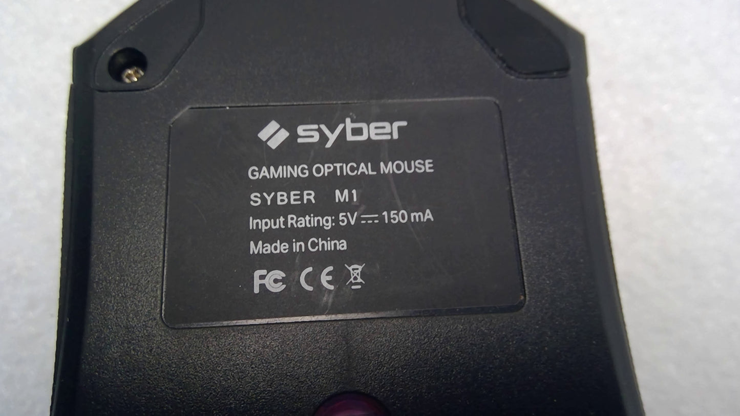 Syber Gaming M1 Optical Mouse 5V 150mA Wired USB Black CyberPowerPC Tested
