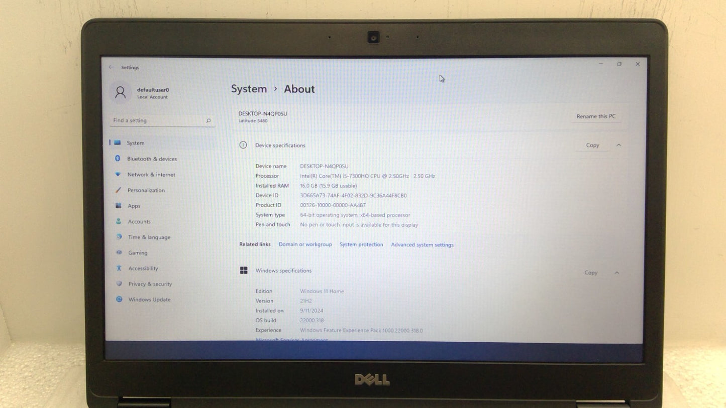 Dell Latitude 5480 14" LT i5-7300HQ@2.5GHz 16G RAM 256GB SSD Win11 B15 1366x768