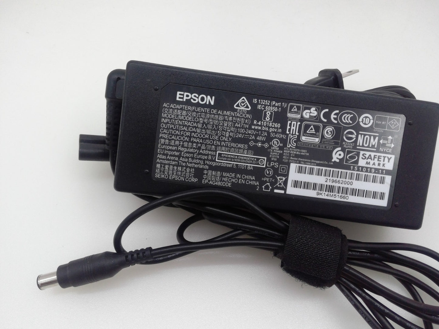 Genuine Epson WorkForce DS-6500 Document Scanner A471H 24V 2A Adapter W/Cord