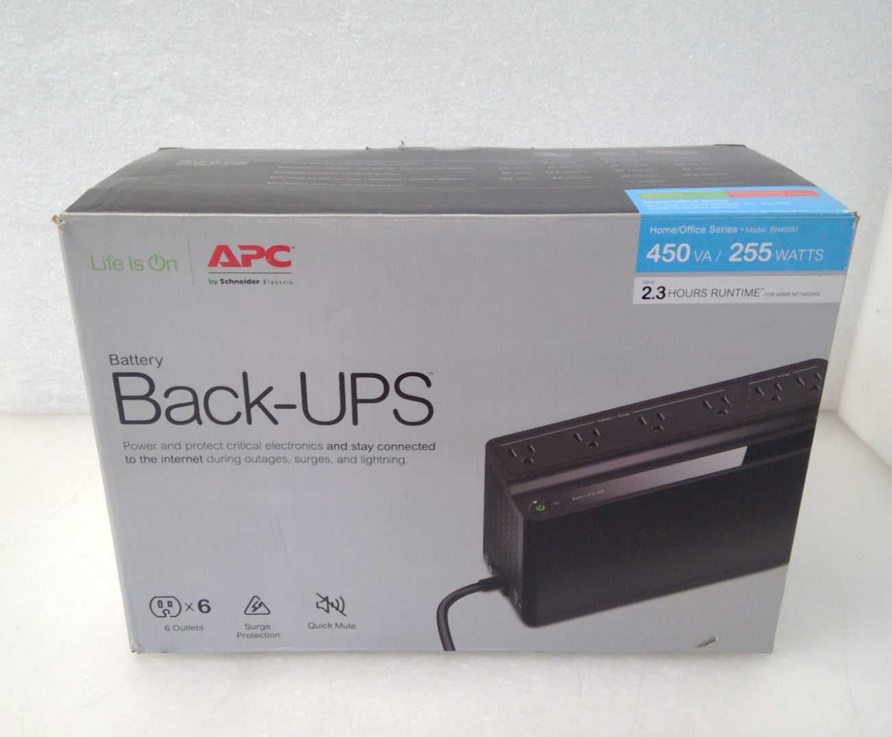 OPEN BOX APC BN450M Back-UPS 450VA/255W Battery Backup Surge Protector