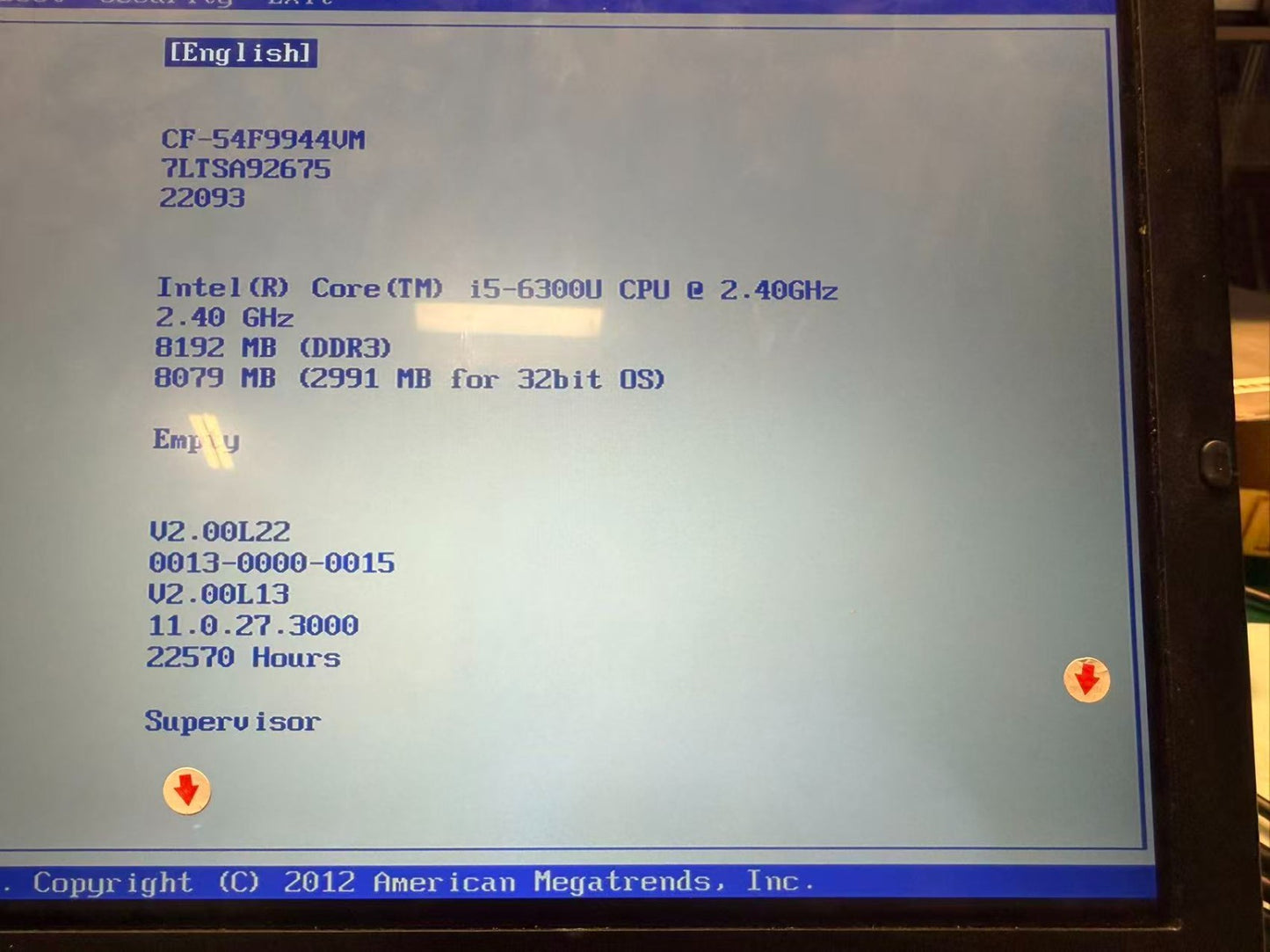 Panasonic Toughbook 1920 x 1080 CF-54 i5-6300U@2.4GHz 8G RAM NoAC  *READ*